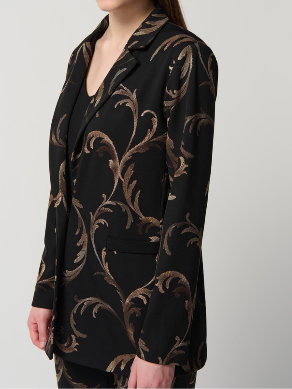 Joseph Ribkoff Vintage Print Blazer Metallic Scroll Black Women’s Size 10